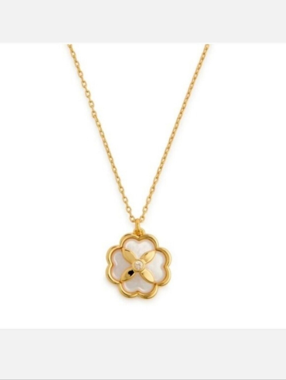 NWT Kate Spade Heritage Bloom Pendant Necklace GoldPlated Metal, Mother-Of-Pear
